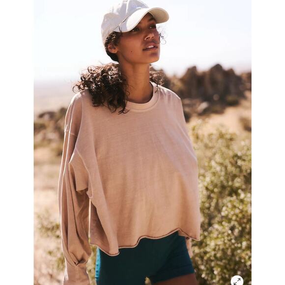 Free People FP Movement Inspire Layer in Doe Size M Long Sleeve Workout Top Tee - Picture 1 of 10